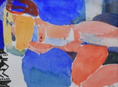 EWART JOHN watercolour - reclining nude, signed with initials and dated 1993, 21 x 28cms