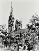 MARK EDWARDS ink on paper - view towards Llandaff Cathedral from the South West, signed, 60 x 47cms