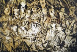 JOHN UZZELL EDWARDS limited edition (1/24) lithograph - Edwardian figures posing for a photograph,