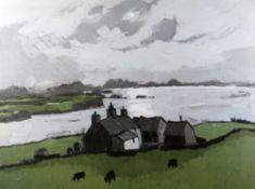 SIR KYFFIN WILLIAMS RA limited edition (149/150) colour print - Anglesey Farm, Penrhyn Du,