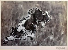 SIR KYFFIN WILLIAMS RA print - stalking sheep dog, signed, 32 x 44cms Provenance: Estate of
