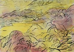 ARTHUR GIARDELLI watercolour - coastal scene, entitled verso 'Evening at Freshwater West,