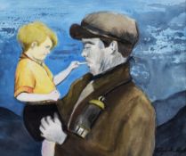 ELIZABETH HOPKIN watercolour - entitled 'Welcome Home', signed, 23 x 27.5cms