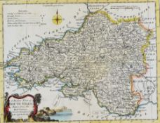 THOMAS KITCHEN coloured and tinted antiquarian map - a modern map of South Wales drawn from the