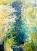 ROBERT STONE oil on board - abstract composition, entitled 'Standing Figure', with labels verso S.