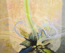GLYN MORGAN oil on board - abstract, entitled 'Flower', signed and dated '73, 60 x 73cms