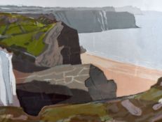 ARTHUR CHARLTON (1917-2007) screen print - entitled 'Gower Cliffs', 39 x 57cms