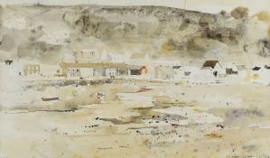 JOHN KNAPP-FISHER watercolour - entitled verso 'Lower Town Fishguard', signed, dated 1979, 19.5 x