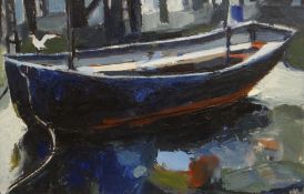 WENDY MURPHY oil on board - entitled verso 'Aberdyfi Boat', signed, 34 x 50cms