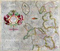 GERHARD MERCATOR tinted and coloured antiquarian map - titled to cartouche 'West Morlandia...',