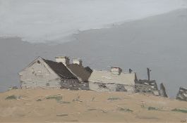 SIR KYFFIN WILLIAMS RA oil on canvas - entitled 'Penrhyn Llechylched', 50 x 75cms