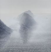 NAOMI TYDEMAN watercolour - coastal scene with sea mist, signed, 42 x 41cms