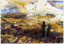 DAVID TRESS mixed media - landscape, entitled verso 'Tarn (Cloud Light)', signed, 38 x 56cms