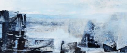 DICK CHAPPELL oil on panel - entitled 'Squall Hatching', signed and dated 1998, 13.5 x 31.5cms