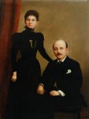 LAI FONG OF CALCUTTA (fl. 1870-1910) oil on canvas - double full-portrait of a seated merchant and