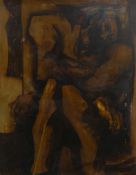 ANTHONY WHISHAW (British, b.1930) oil on board - life drawing in brown, entitled verso 'Man