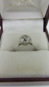 PLATINUM DIAMOND SOLITAIRE RING, the old cut diamond approximately 1.0ct, 2.7 grams in box.