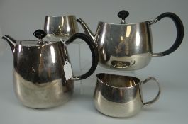 DAVID MELLOR CBE RDI (1930 - 2009) SILVER 'PRIDE' DESIGN FOUR-PIECE TEASET for Walker & Hall, No.