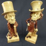 PAIR OF NINETEENTH CENTURY POTTERY POLITICAL CARICATURES BY WAYTE & RIDGE of Benjamin Disraeli and
