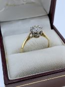 18CT YELLOW GOLD DIAMOND SOLITAIRE ILLUSION SET RING the single stone measuring 0.55ct approximately