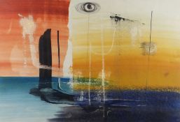 JOHN TUNNARD (1900-1971) watercolour and gouache - abstract, entitled verso on Leon Suddaby Fine