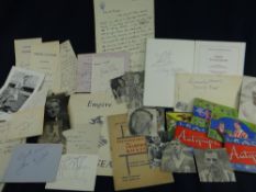 A FOLDER OF AUTOGRAPHS includes signed Tommy Farr boxing programme (Market Hall, Carmarthen 1950),