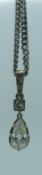 18CT WHITE GOLD PEAR CUT DIAMOND DROP PENDANT ON CHAIN, the principle stone approximately 0.5cts,