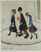 LAURENCE STEPHEN LOWRY (1887-1976) guild stamped print - four figures, entitled 'The Family', signed