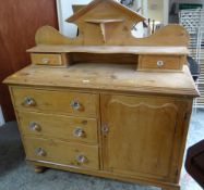 PINE DRESSER with two drawer and shaped shelf top