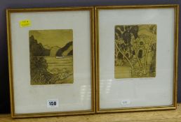 JOHN BRUNSDON two limited edition prints - entitled 'Village Church' (74/100), and 'Lagoon' (67/