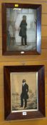 TWO LATE 18TH / EARLY 19TH CENTURY FRAMED SILHOUETTES OF STANDING VICTORIAN GENTLEMEN, 34 x 25cms