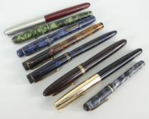 ASSORTED FOUNTAIN PENS to include Swan leaver-less pen with 14ct nib, Conway Stewart 14ct gold nib
