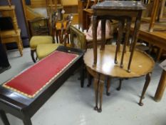 REPRODUCTION CIRCULAR PIE-CRUST NEST OF TABLES together with glass top nest of three tables,