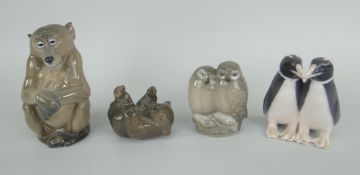 ROYAL COPENHAGEN PENGUIN GROUP NUMBER 1190, Royal Copenhagen owl group number 834, Royal