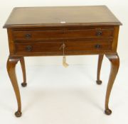 MAHOGANY STANDING CANTEEN OF CUTLERY, two drawers containing near complete electroplated cutlery