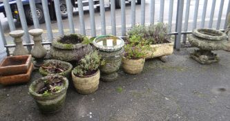 ASSORTED GARDEN POTS some with plants (outside)