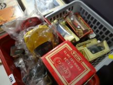 BASKET OF VARIOUS BOXED VINTAGE DIECAST VEHICLES