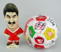 LIVERPOOL FC APPROVED FOOTBALL & PUMP autographed by Ian Rush, Stan Collymore and others together
