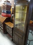 OLD CHARM STYLE TWO DOOR SMALL CABINET, together with a similar standing corner cabinet with lead