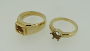 TWO YELLOW GOLD RINGS not tested, believed 18k, non-hallmarked, 14.4gms