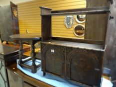 'WEBBER FURNITURE' SMALL OAK CIRCULAR TABLE together with early twentieth century small inlaid