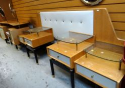 VINTAGE G-PLAN BEDROOM SUITE comprising a mirrored two door concertina wardrobe, dressing table,