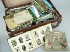 SMALL SUITCASE containing a large quantity of mainly early 20th Century postcards including First