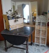 ASSORTED FURNITURE & ITEMS to include large triptych wall mirror, pine cabinet, metal shelving,