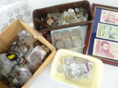 ASSORTED GREAT BRITAIN & FOREIGN COINS & BANK NOTES including some of silver content