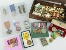 WOODEN BOX CONTAINING SELECTION OF MILITARY BUTTONS, Second World War Trio, Women's voluntary