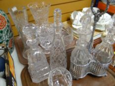 ASSORTED QUALITY CUT GLASS ITEMS including decanters, vases ETC