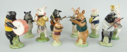 TEN BESWICK POTTERY PIG PROMENADE BAND CHARACTERS (damage to some)