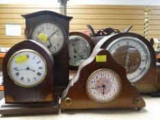ASSORTED WOODEN DOME & MANTEL CLOCKS