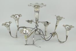 CRICKET RELATED SILVER PLATED SEVEN SECTION TABLE EPERGNE in the form of trailing ivy, the centre